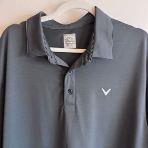 Mens XL Callaway Dri-Fit Opti-Dri Performance Black Stripe Golf Polo GUC